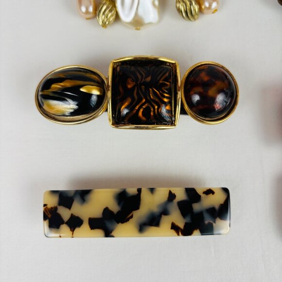 Lot of 12 Vintage Barrettes France Korea US Retro Tortoise Shell Beads main image 16